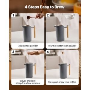 french press coffee maker 34 ounce 1 liter stainless steel coffee press tea maker with filter large double wall insulated french presses cold brew for camping travel home kitchen black 5.jpg