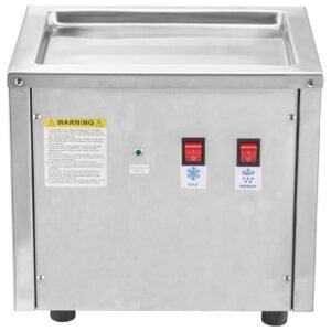 Fried Ice Cream Roll Machine, 11" x 9.5" Stir-Fried Ice Cream Pan, Stainless Steel Rolled Ice Cream Maker with Compressor and 2 Scrapers, for Making Ice Cream, Frozen Yogurt, Ice Cream Rolls