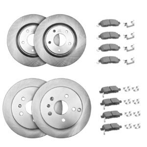 Front and Rear Brake Kit Compatible with 2013 Nissan Altima (Base, SL, SV & S Sedan), 2014-2018 Nissan Altima, 2019-2023 Nissan Altima (with Manual Parking Brake), Hollow Structure Front Rotors