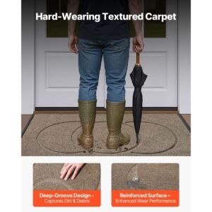 Front Door Mat, 47 x 32 in Commercial Floor Mat for Indoor and Outdoor, Modern Stylish Carpet with TPE Backing, Heavy Duty Washable Entry Industrial Rug for Hallway, Balcony, Garage, Brown