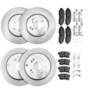 Front & Rear Brake Kit Compatible with 2012-2016 Honda CR-V (AWD Models), Ceramic Brake Replacement Kits, 12 inch Hollow Structure Front Rotors, 12 inch Solid Structure Rear Rotors, R-31455