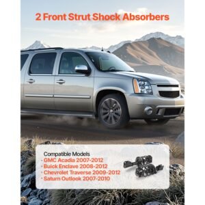 front shock absorber strut assembly, 2pcs shock and strut assembly with coil spring, fit 2007 2012 gmc acadia, 2008 2012 buick enclave, 2009 2012 chevrolet traverse, replace oe 11680 / 172518