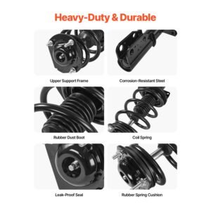 front shock absorber strut assembly, 2pcs shock and strut assembly with coil spring, fit 2007 2012 gmc acadia, 2008 2012 buick enclave, 2009 2012 chevrolet traverse, replace oe 11680 / 172518