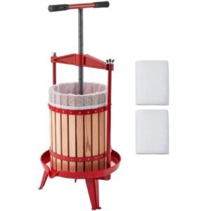 Fruit Wine Press, 4.75Gal/18L Manual Juice Maker, Solid Beech Wood Basket, Vintage Traditional Juicer with 2 Filter Bags, Heavy Duty T-Shaped Handle Bar for Cider Apple Grape Press, Kitchen Home