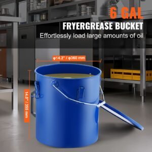 fryer grease bucket 6 gal oil disposal caddy carbon steel fryer oil bucket with rust proof coating oil transport container with lid lock clips filter bag for hot cooking oil filtering blue 1.jpg