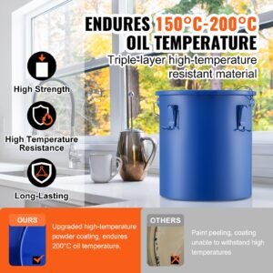 fryer grease bucket 6 gal oil disposal caddy carbon steel fryer oil bucket with rust proof coating oil transport container with lid lock clips filter bag for hot cooking oil filtering blue 2.jpg