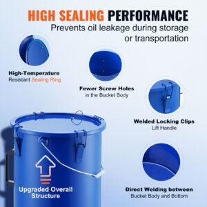 fryer grease bucket 6 gal oil disposal caddy carbon steel fryer oil bucket with rust proof coating oil transport container with lid lock clips filter bag for hot cooking oil filtering blue 3.jpg
