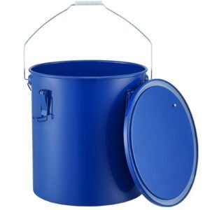 fryer grease bucket 6 gal oil disposal caddy carbon steel fryer oil bucket with rust proof coating oil transport container with lid lock clips filter bag for hot cooking oil filtering blue.jpg