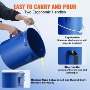 fryer grease bucket 6 gal oil disposal caddy carbon steel fryer oil bucket with rust proof coating oil transport container with lid lock clips filter bag for hot cooking oil filtering blue 4.jpg
