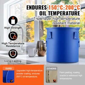 fryer grease bucket 8 gal oil disposal caddy carbon steel fryer oil bucket with rust proof coating oil transport container with lid lock clips filter bag for hot cooking oil filtering blue 4.jpg