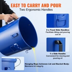 fryer grease bucket 8 gal oil disposal caddy carbon steel fryer oil bucket with rust proof coating oil transport container with lid lock clips filter bag for hot cooking oil filtering blue 5.jpg