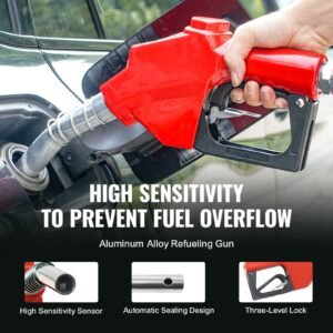 fuel hose reel, 1" x 33', extra long retractable diesel hose reel, heavy duty carbon steel construction with automatic fuel nozzle, nbr rubber hose for aircraft ship vehicle tank truck, 300 psi