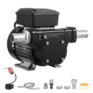 Fuel Transfer Pump 110V, 16 GPM 60 L/min, AC Electric Oil Transfer Pump for Diesel Kerosene Biodiesel, with Auto Fuel Nozzle & 2 Hoses, 45 ft/13.7 m Max Lift, for Vehicles, Construction Sites