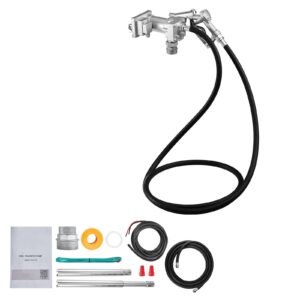 Fuel Transfer Pump, 12V DC 15 GPM, Cast Iron Diesel Transfer Pump Kit, with Manual Shut-Off Nozzle, Discharge Hose, Overheat Protection, 1/3 HP Explosion-Proof, for Gasoline Diesel Kerosene
