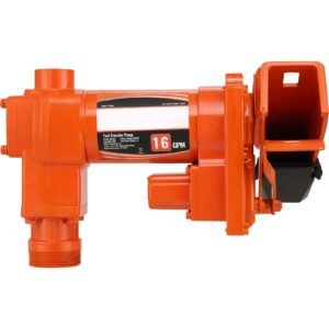 Fuel Transfer Pump, 12V DC 16 GPM 1/4 HP, Gasoline Extractor Pump with Automatic Nozzle, Discharge Hose & Suction Pipe for Gasoline, Diesel, Kerosene, Ethanol & Methanol Blends, and Biodiesel