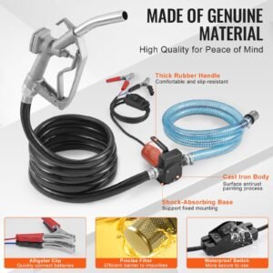 fuel transfer pump 12v dc 53 gpm 110 hp portable electric diesel transfer pump with auto shut off fuel nozzle long inlet outlet hose for gasoline diesel kerosene methanol blends 5.jpg