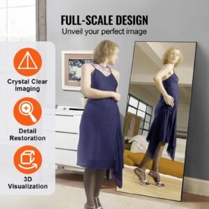 full length mirror 71 x 31 extra large standing hanging or leaning rectangle floor mirror with tempered glass aluminum alloy frame full body dressing mirror for living room bedroom black 2.jpg