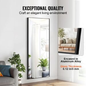 full length mirror 71 x 31 extra large standing hanging or leaning rectangle floor mirror with tempered glass aluminum alloy frame full body dressing mirror for living room bedroom black 3.jpg
