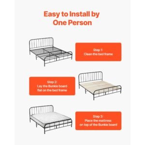 full size bunkie board, 0.4 in foldable bed board slats with connection, wooden mattress support for full size bed, support under mattress boards, ready to use, 8 piece, burlywood