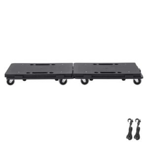 Furniture Dolly, 500 lbs Capacity Each Count, Furniture Mover with Wheels, Portable Moving Rollers 4 Wheels Heavy Duty, Small Flat Dolly Cart with Interlocking for Heavy Furniture, 2 Pack, Black