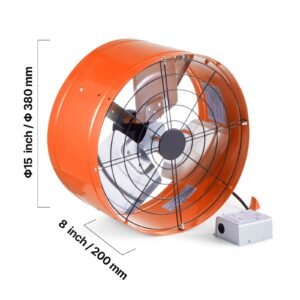 gable mount fan 15 inch attic exhaust fan with adjustable thermostat outer mesh 1650 cfm house ventilator cools up to 2360 sqft quiet ventilation for roof garage shop vibrant orange 4.jpg
