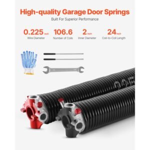 garage door torsion springs pair of 0225 x 2 x 24 in 16000 cycles electrophoresis black coated for replacement garage door springs with non slip winding bars gloves and mounting wrench 1.jpg
