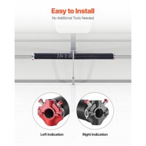 garage door torsion springs, pair of 0.234 x 2 x 28 in, 16000 cycles, electrophoresis black coated for replacement, garage door springs with non slip winding bars, gloves and mounting wrench