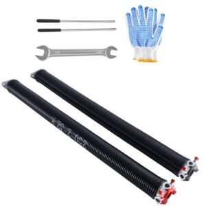 Garage Door Torsion Springs, Pair of 0.25 x 2 x 32 in, 16000 Cycles, Electrophoresis Black Coated for Replacement, Garage Door Springs with Non-Slip Winding Bars, Gloves and Mounting Wrench