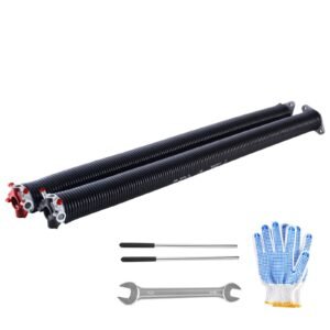 Garage Door Torsion Springs, Pair of 0.250 x 2 x 35 in, 16000 Cycles, Electrophoresis Black Coated for Replacement, Garage Door Springs with Non-Slip Winding Bars, Gloves and Mounting Wrench