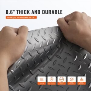 garage floor mat 49x19ft vinyl garage flooring roll anti slide diamond texture gray garage mats for under car 93 sqft covering space diy pvc garage floor mat for gyms boats car trailer 2.jpg