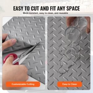 garage floor mat 49x19ft vinyl garage flooring roll anti slide diamond texture gray garage mats for under car 93 sqft covering space diy pvc garage floor mat for gyms boats car trailer 4.jpg