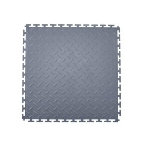 Garage Floor Tiles Interlocking, 8 Pack 20.2 x 20.2 x 0.2 in Interlocking Modular Garage Flooring Tiles, Diamond Plate Slip-Resistant PVC Mats for Workshop,Warehouse,Tool Room, Graphite Gray