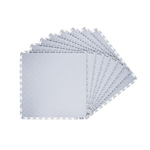 Garage Floor Tiles Interlocking, 8 Pack 20.2 x 20.2 x 0.2 in Interlocking Modular Garage Flooring Tiles, Diamond Plate Slip-Resistant PVC Mats for Workshop,Warehouse,Tool Room, Silver
