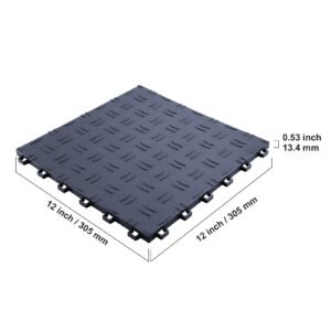 Garage Tiles Interlocking, 12 x 12 x 0.53 inch 25 Pack Garage Floor Covering Tiles, Non-Slip Double-Sided Texture Garage Flooring Tiles, for Garages, Basements, Repair Shops, Graphite Gray