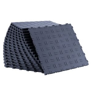 Garage Tiles Interlocking, 12 x 12 x 0.53 inch 50 Pack Garage Floor Covering Tiles, Non-Slip Double-Sided Texture Garage Flooring Tiles, for Garages, Basements, Repair Shops, Graphite Gray