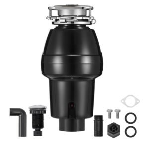 Garbage Disposal, 1/2 HP 3450RPM Continuous Feed Food Waste Disposer, 3-Bolt Mount Food Waste Grinding System with Sound Reduction, Power Cord & Splash Guard for Kitchen Sinks