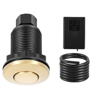 Garbage Disposal Air Switch Kit, 2.5" Sink Top Air Switch for Food Waste Disposal, Brushed Gold Stainless Steel ON/OFF Air Button for Waste Disposer - Suitable for Stainless Steel Countertops