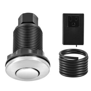 Garbage Disposal Air Switch Kit, 2.5" Sink Top Air Switch for Food Waste Disposal, Brushed Silver Stainless Steel ON/OFF Air Button for Waste Disposer - Suitable for Stainless Steel Countertops