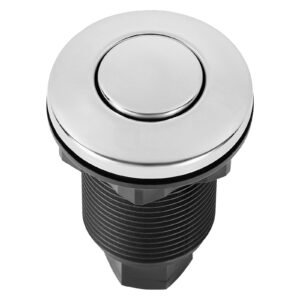 Garbage Disposal Air Switch Kit, Dual Outlet Sink Top Air Switch for Food Waste Disposal, 2.5-inch Brushed Nickel Stainless Steel ON/OFF Air Push Button, Suitable for Stainless Steel Countertops