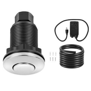 Garbage Disposal Air Switch Kit, Dual Outlet Sink Top Air Switch for Food Waste Disposal, 2.5-inch Chrome-Plated Stainless Steel ON/OFF Air Push Button, Suitable for Stainless Steel Countertops