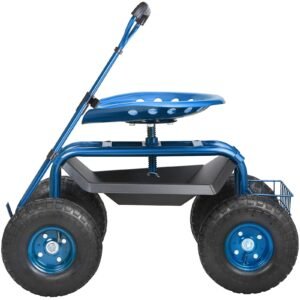 garden cart rolling workseat with wheels gardening stool for planting 360 degree swivel seat wagon scooter with steering handle utility tool tray use for patio yard and outdoors blue 2.jpg
