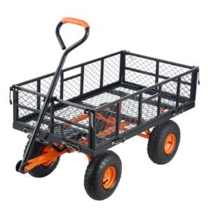 Garden Cart, Sturdy Metal Construction with Simple Assembly, Versatile Dump Cart with Dual-Function Handle, Heavy-Duty Garden Wagon, 880 lbs Load Capacity, 10" Wheels