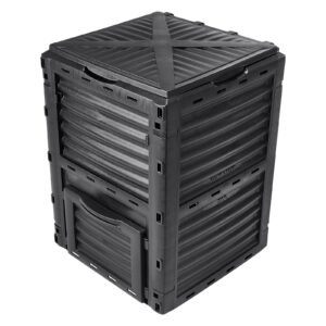 Garden Compost Bin 80 Gal, BPA Free Composter, Large Capacity Outdoor Composting Bin with Top Lid and Bottom Door, Easy Assembling, Lightweight, Fast Creation of Fertile Soil