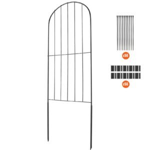 Garden Fence, 24in(H) x30ft(L) Animal Barrier Fence, Underground Decorative Garden Fencing with 2 Inch Spike Spacing, Metal Dog Fence for the Yard and Outdoor Patio, 28 Pack