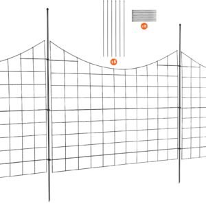 Garden Fence, 36.6in(H) x29.5in(L) Animal Barrier Fence, Underground Decorative Garden Fencing with 2.5 Inch Spike Spacing, Metal Dog Fence for the Yard and Outdoor Patio, 5 Pack