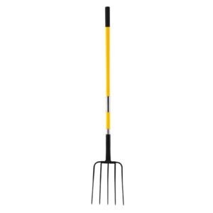 Garden Fork, 5-Tine Gardening Pitchfork with Fiberglass Handle, 57 in Heavy Duty Digging Fork with Y Grip, Forged Steel Spading Fork for Hay Potato Composting Transplanting Aeration