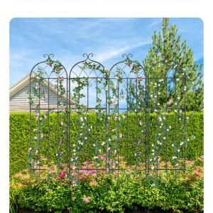 garden trellis for climbing plants 87 x 20 in 4 packs rustproof metal garden flower trellis outdoor climbing rose trellis cucumbers support decorative clematis trellis for courtyards lawns 2.jpg