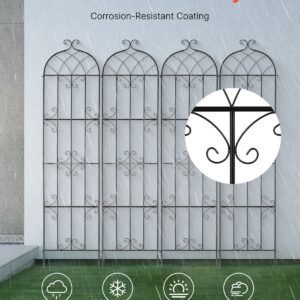 garden trellis for climbing plants 87 x 20 in 4 packs rustproof metal garden flower trellis outdoor climbing rose trellis cucumbers support decorative clematis trellis for courtyards lawns 3.jpg