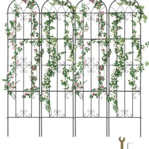 garden trellis for climbing plants 87 x 20 in 4 packs rustproof metal garden flower trellis outdoor climbing rose trellis cucumbers support decorative clematis trellis for courtyards lawns.jpg