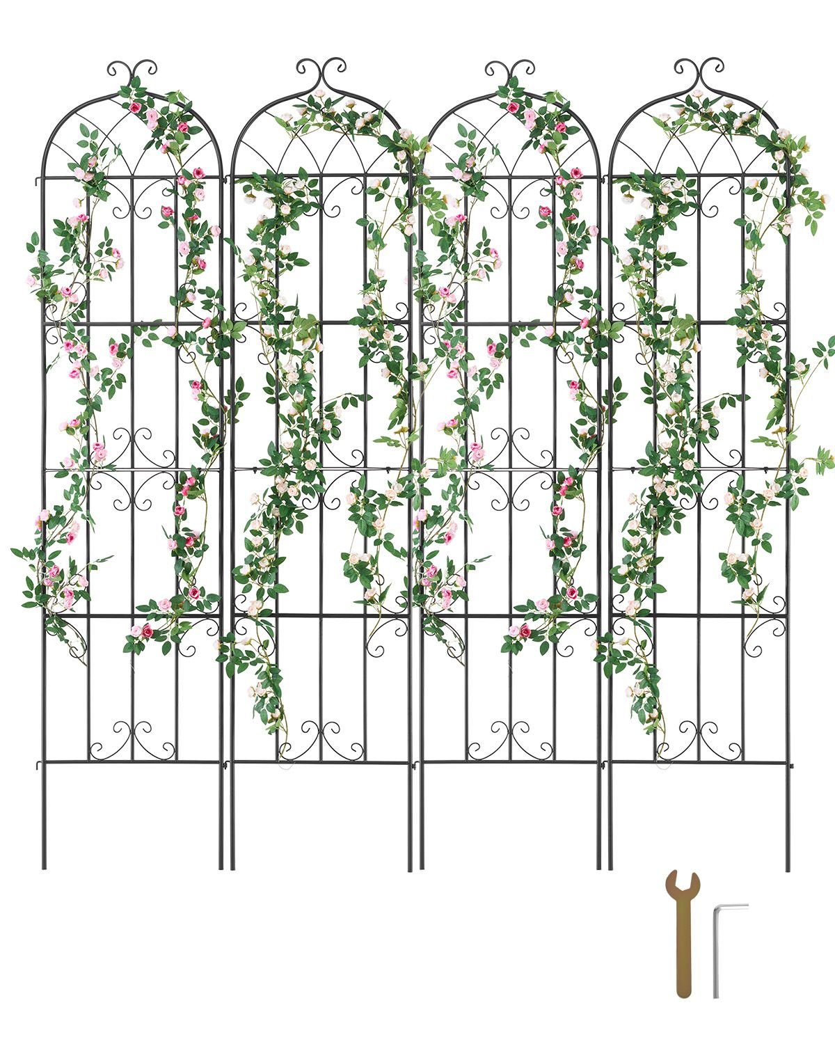 garden trellis for climbing plants 87 x 20 in 4 packs rustproof metal garden flower trellis outdoor climbing rose trellis cucumbers support decorative clematis trellis for courtyards lawns.jpg